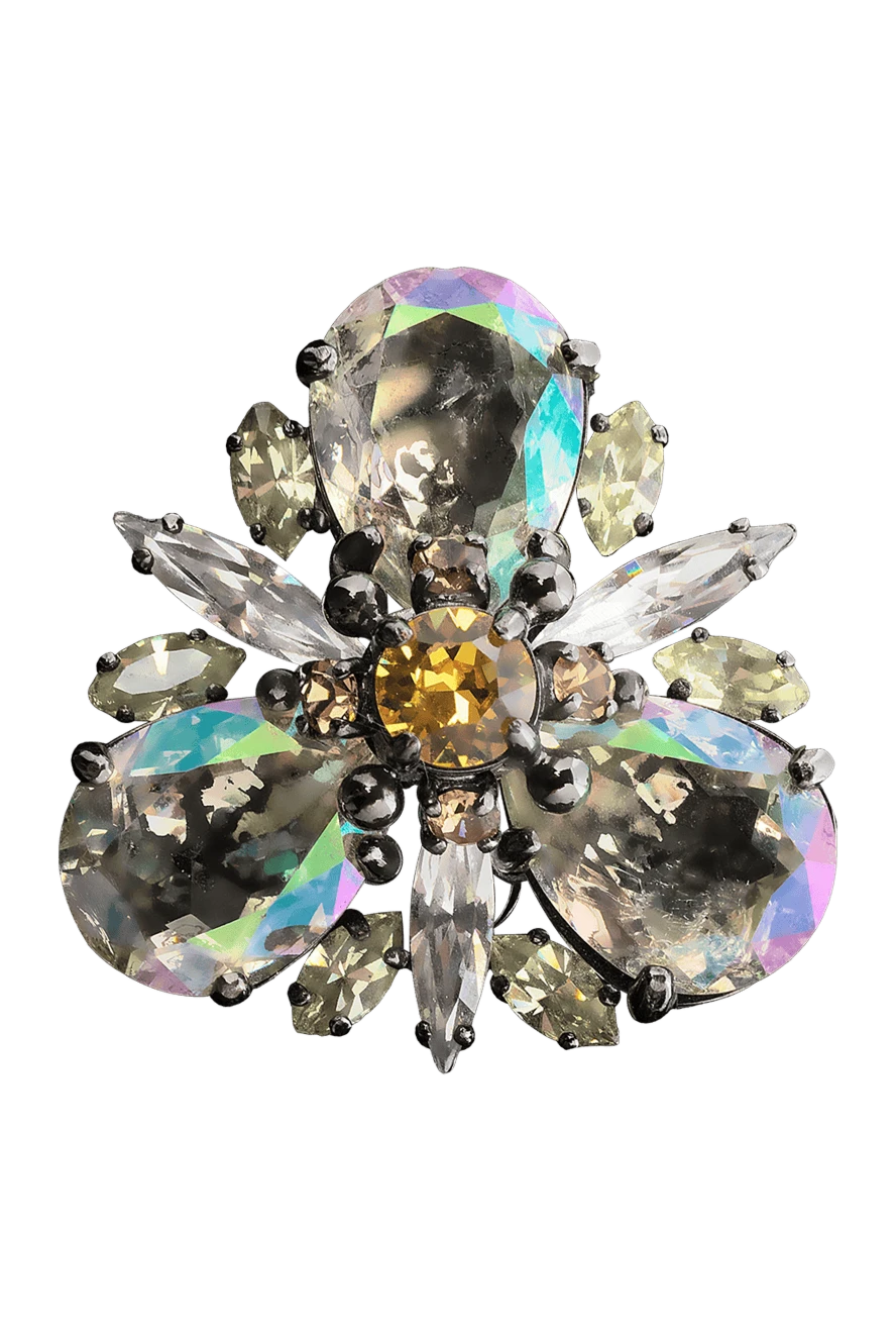 Ermanno Scervino women's yellow clips made of crystals in the shape of a flower 132047 - photo 1