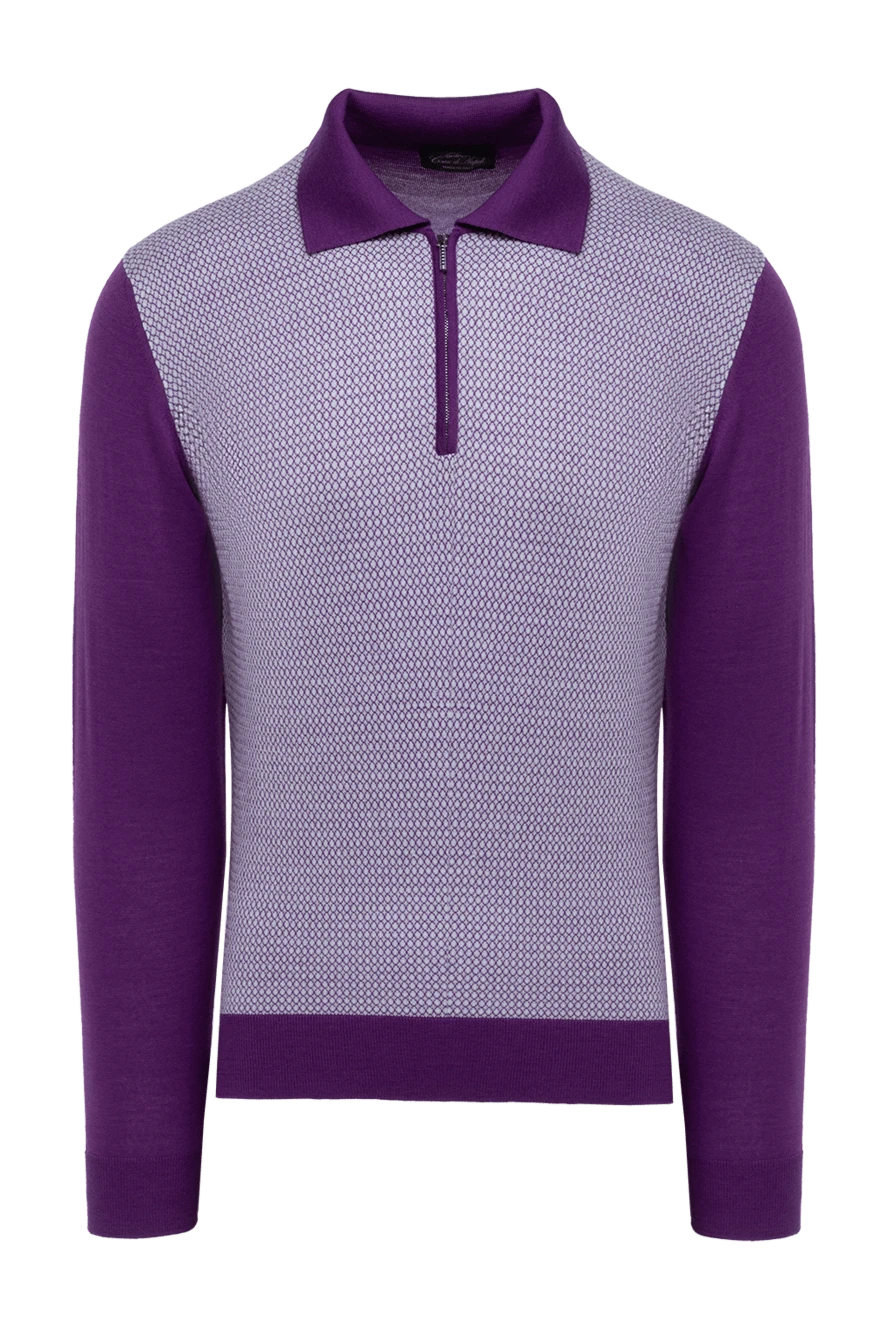Cesare di Napoli long-sleeved polo shirt made of wool, silk and cashmere purple for men 132820 - photo 1