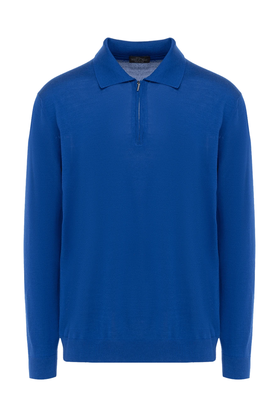 Cesare di Napoli men's long sleeve polo shirt in blue with a zip fastening 132830 - photo 1