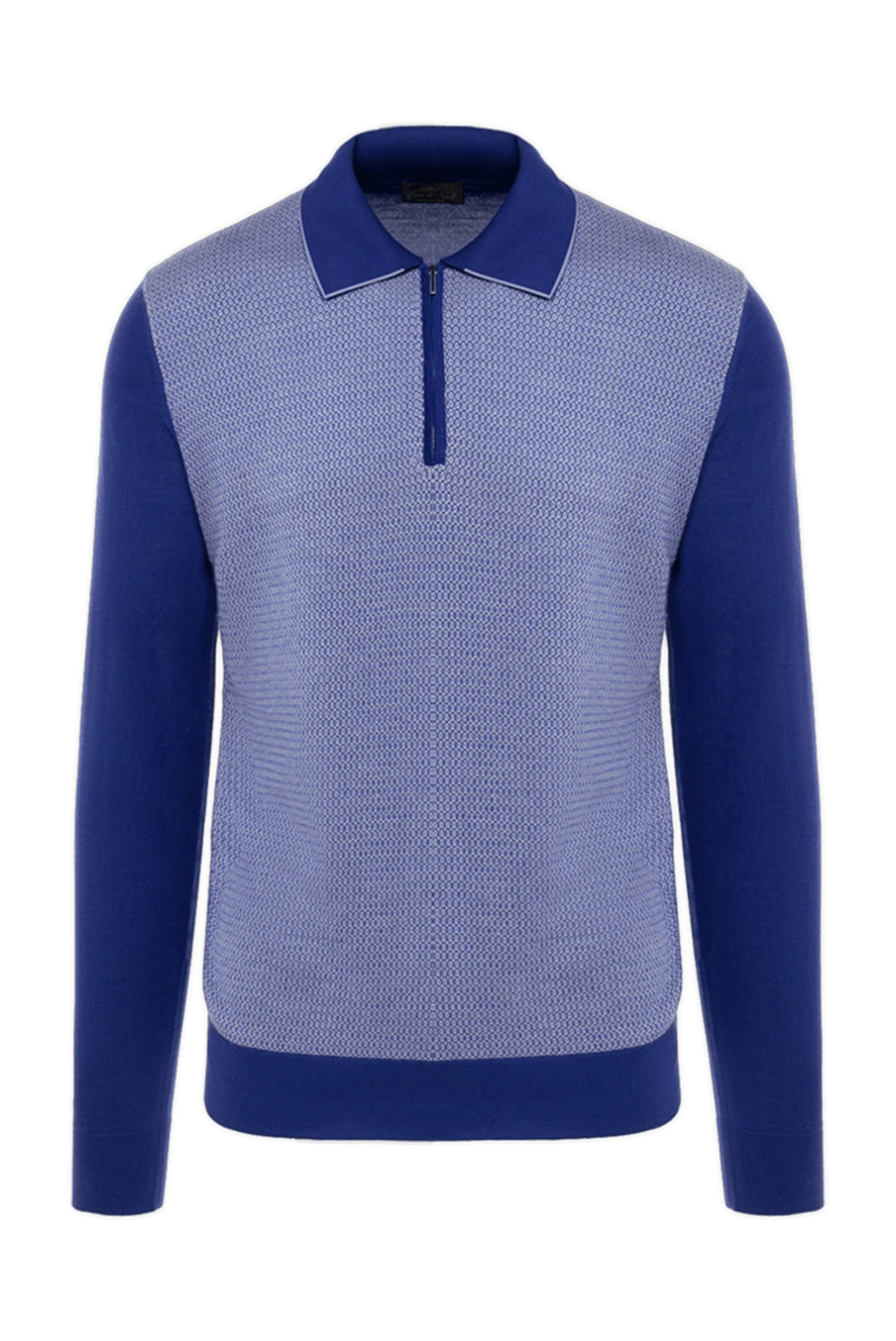 Cesare di Napoli men's long sleeve polo shirt in blue with contrasting insert and edging 132834 - photo 1
