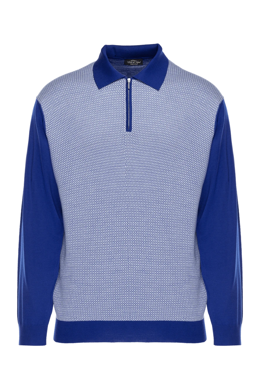 Cesare di Napoli men's long sleeve polo shirt in dark blue with a contrasting insert 132839 - photo 1