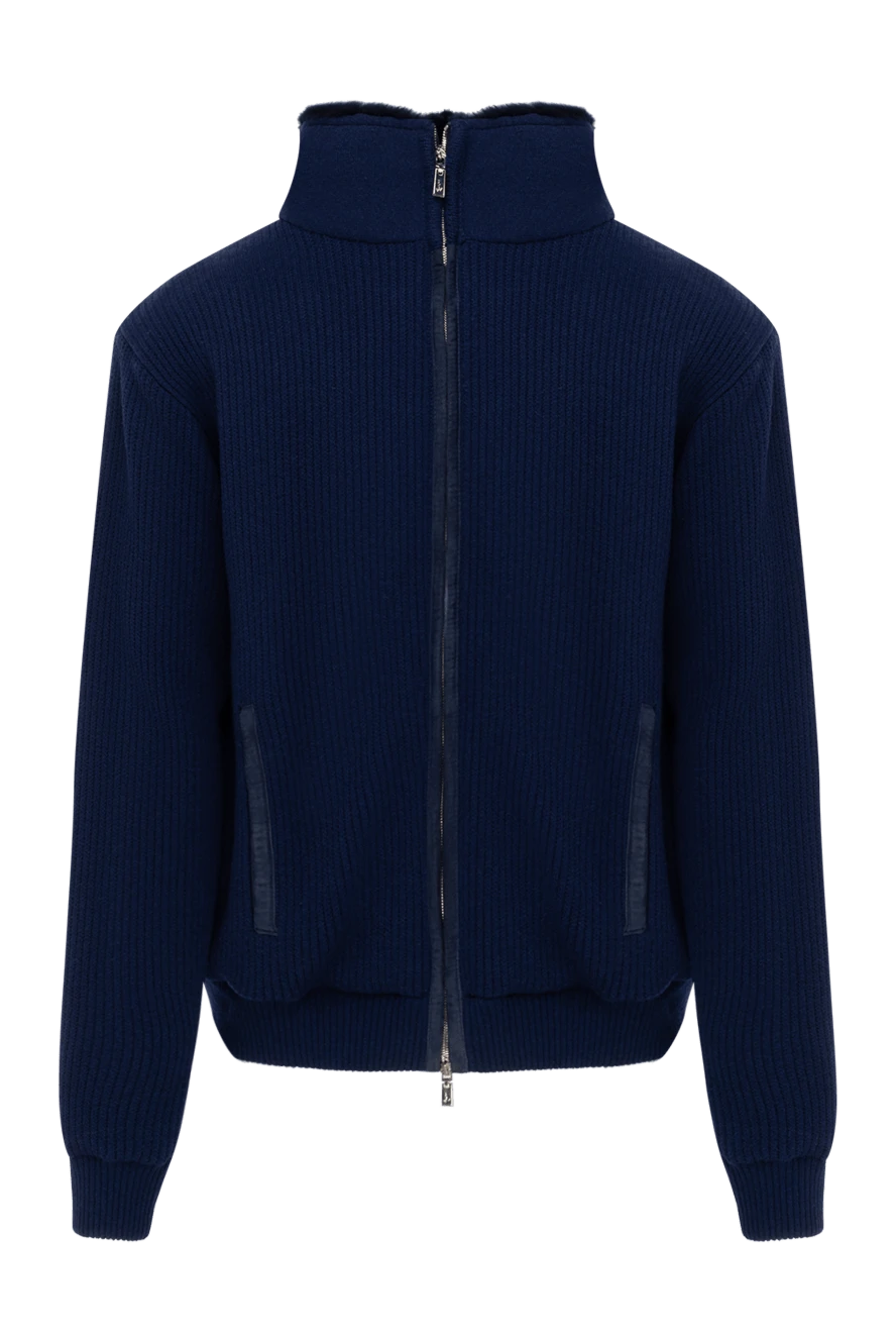 Schiatti men's fur jacket made of cashmere and blue suede 133359 - photo 1