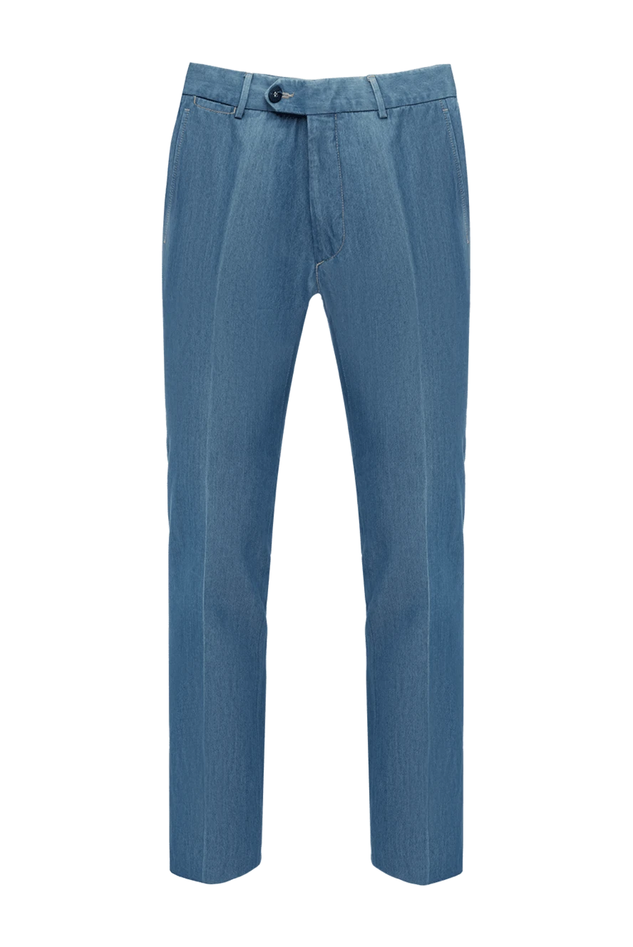 Corneliani мужские голубые хлопковые брюки 133842 - фото 1