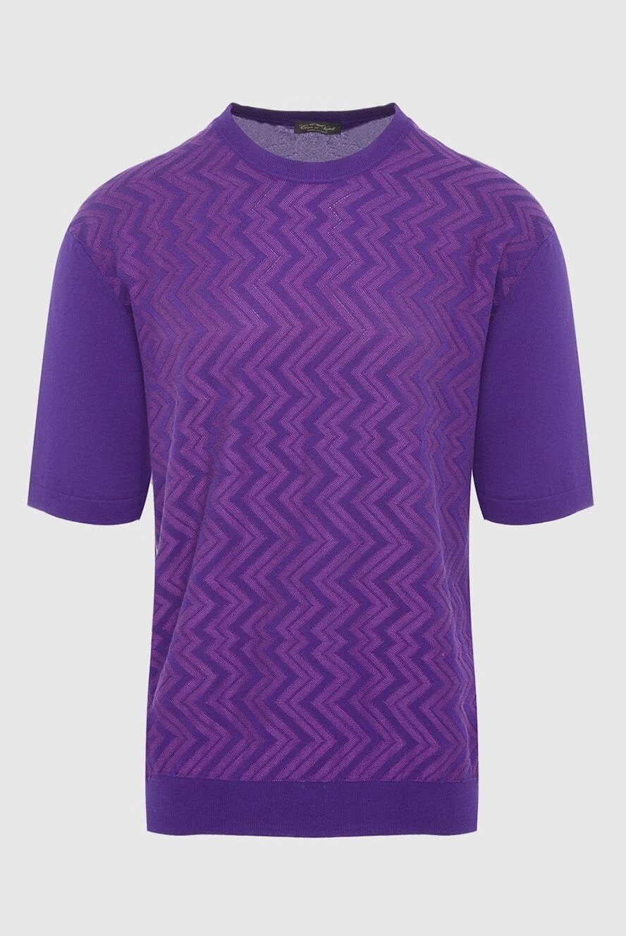 Cesare di Napoli cotton and wool short sleeve jumper purple for men 134821 - photo 1