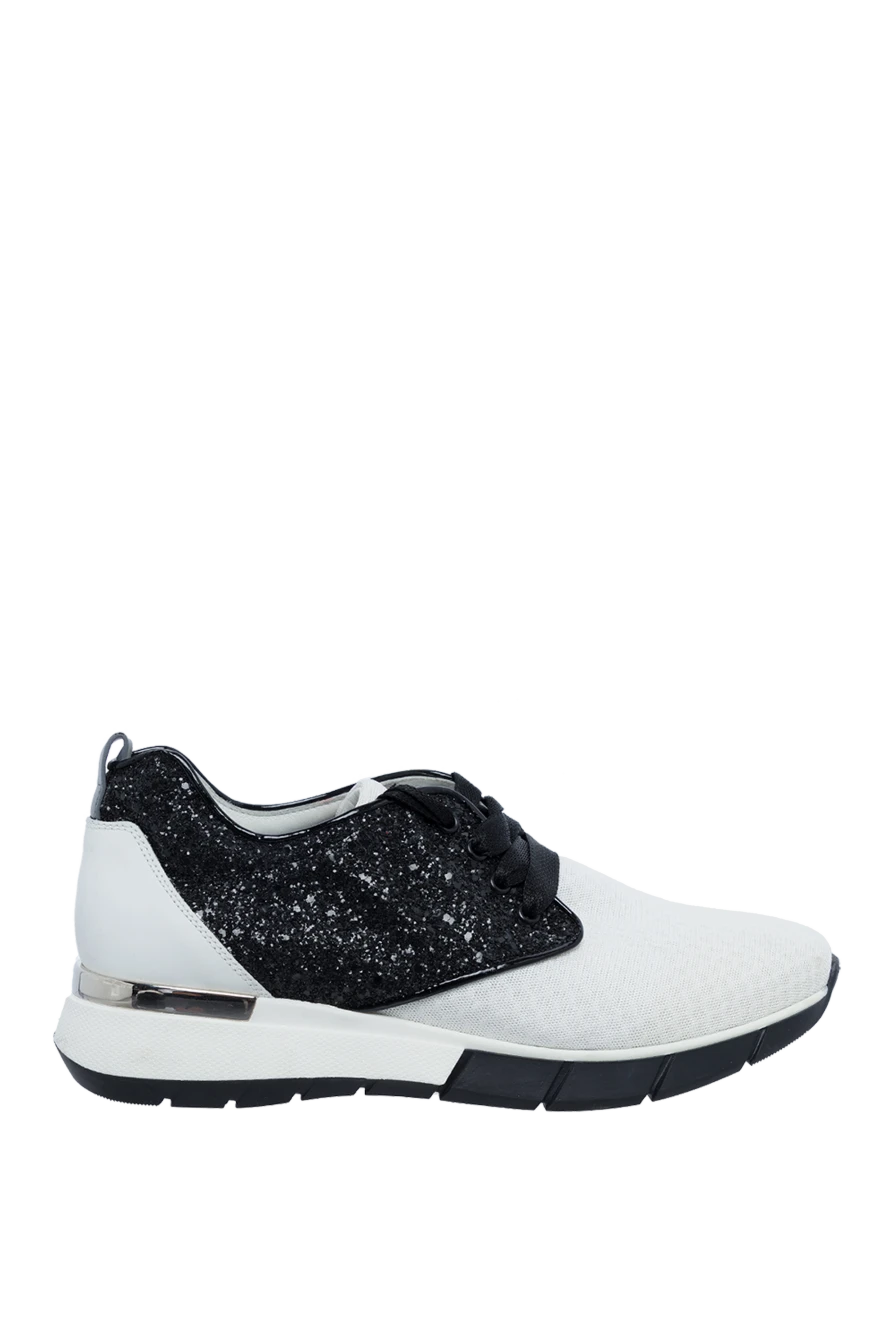 Barracuda Brand women's black and white leather sneakers with shiny inserts 134949 - photo 1