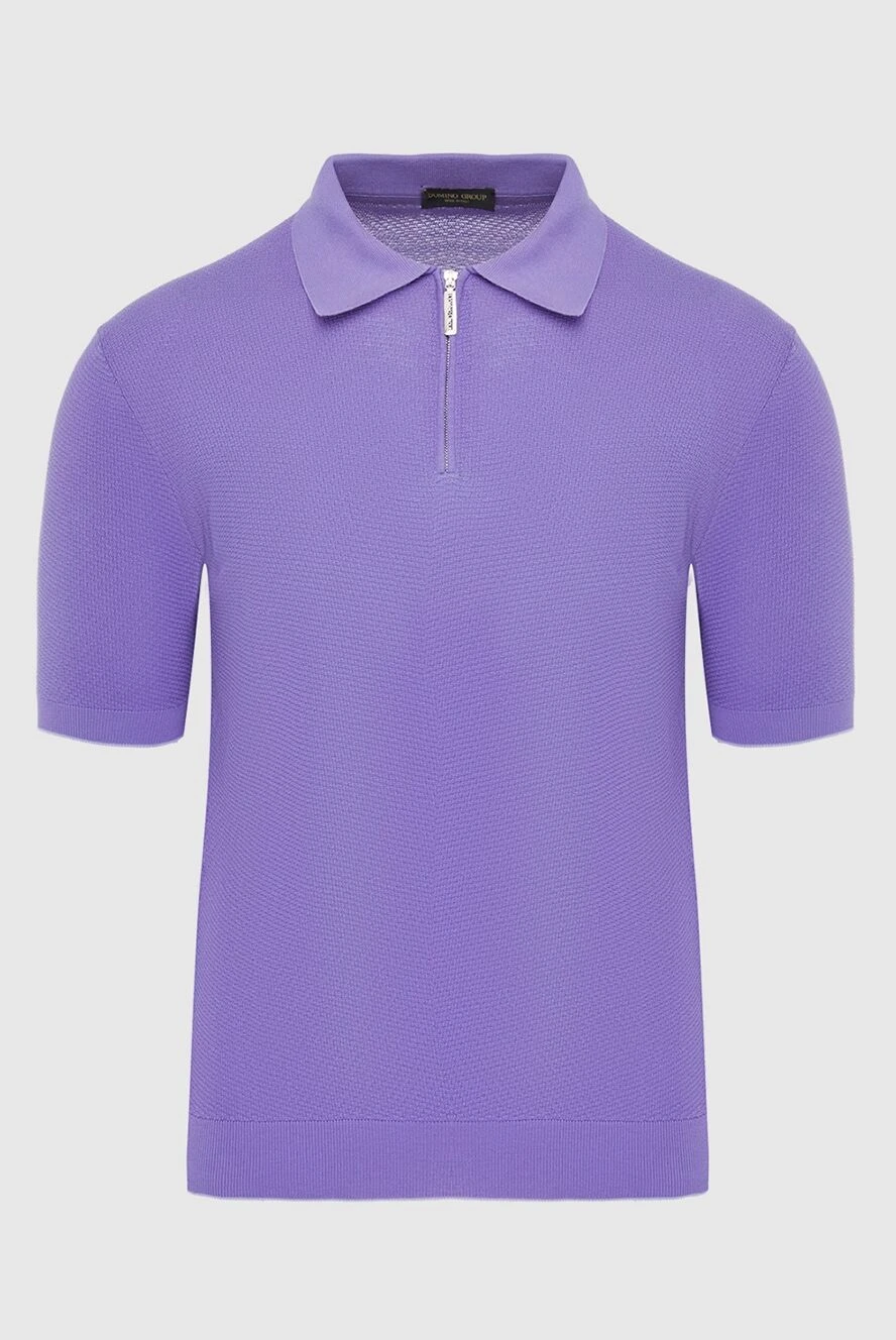 Cesare di Napoli men's light purple cotton polo shirt with zipper 134981 - photo 1