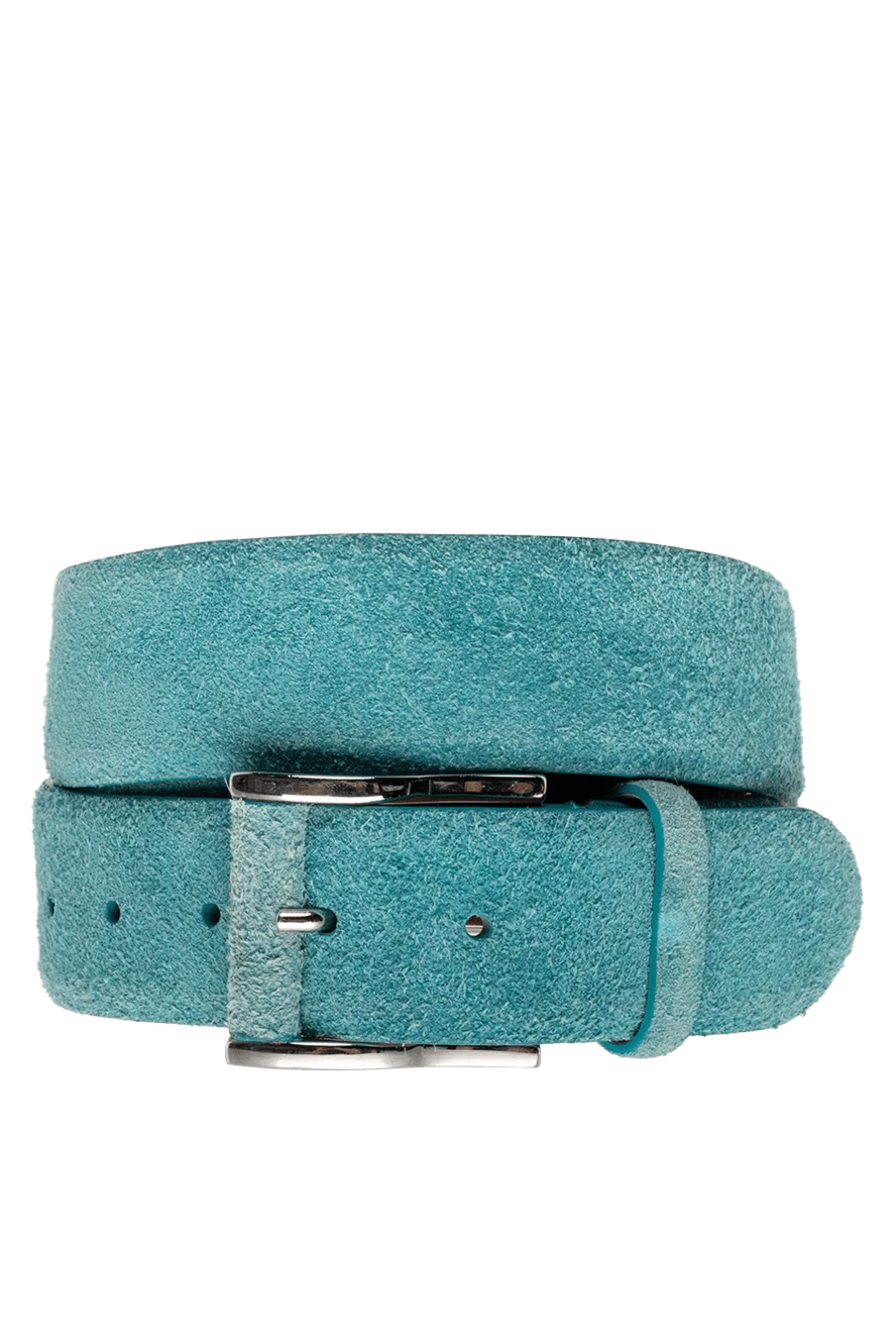 Cesare di Napoli suede leather belt turquoise blue for men 135201 - photo 1