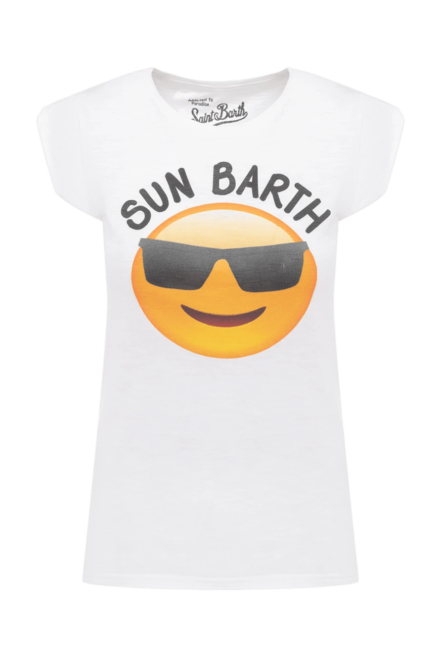 MC2 Saint Barth футболка біла жіноча бавовняна з принтом емоджі 135421 - фото 1