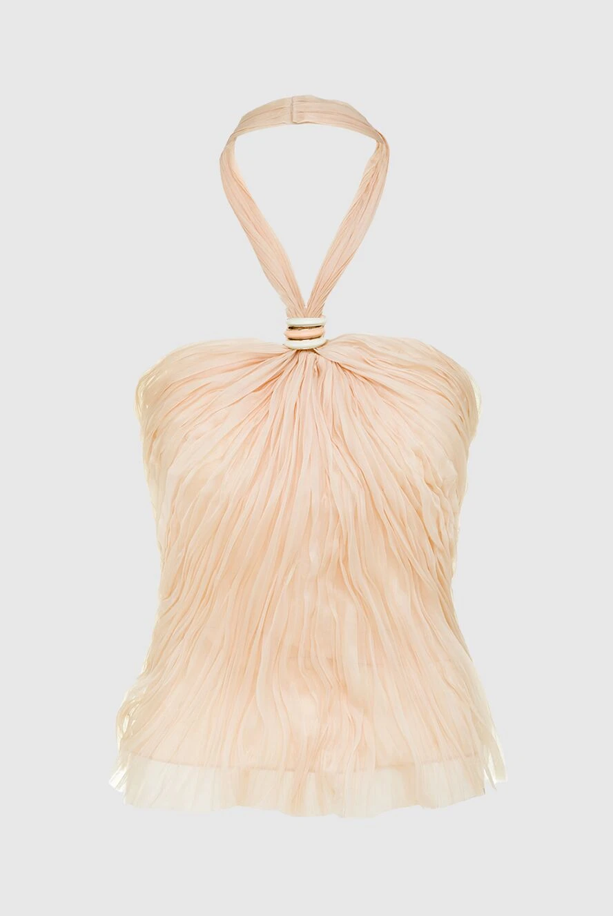 Ermanno Scervino топ из шелка женский бежевый из шелка 136925 - фото 1