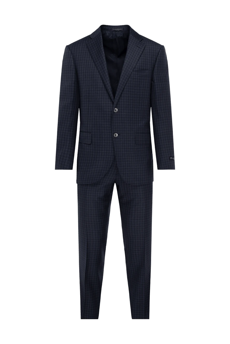 Corneliani костюм шерстяной черный в тонкую теневую клетку мужской 137509 - фото 1