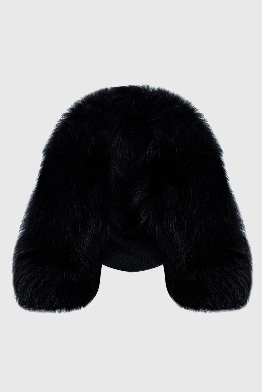 Ermanno Scervino women's black fur hat with buckle decorated with fur 139165 - photo 1