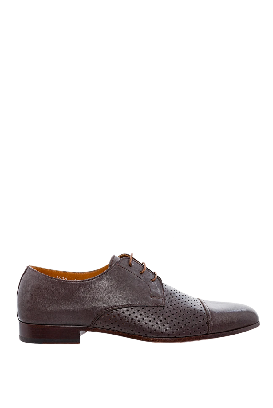 Doucal`s туфлі дербі cap-toe коричневі шкіряні з брогованою вставкою чоловічі 139837 - фото 1