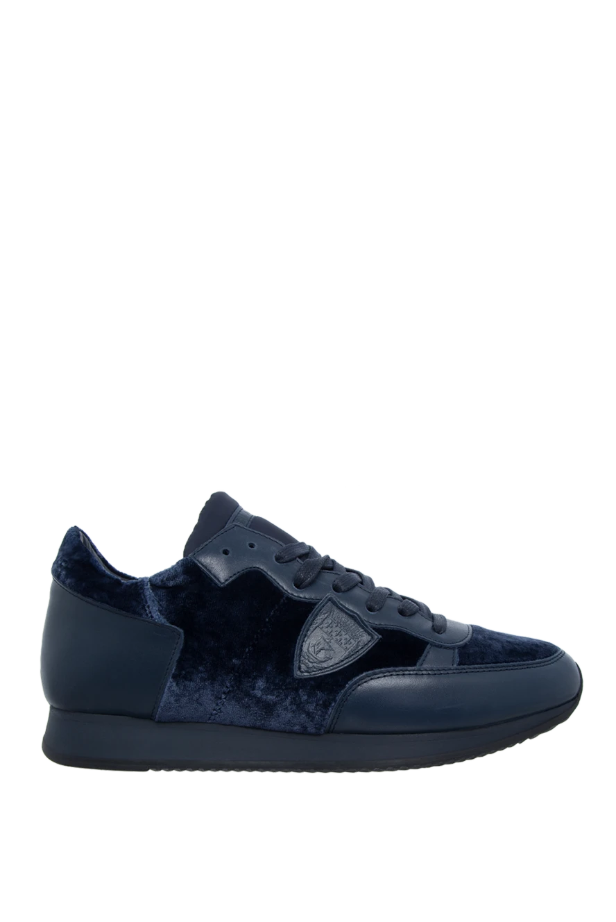 Philippe Model women's sneakers with velour inserts and a logo in blue 142038 - photo 1
