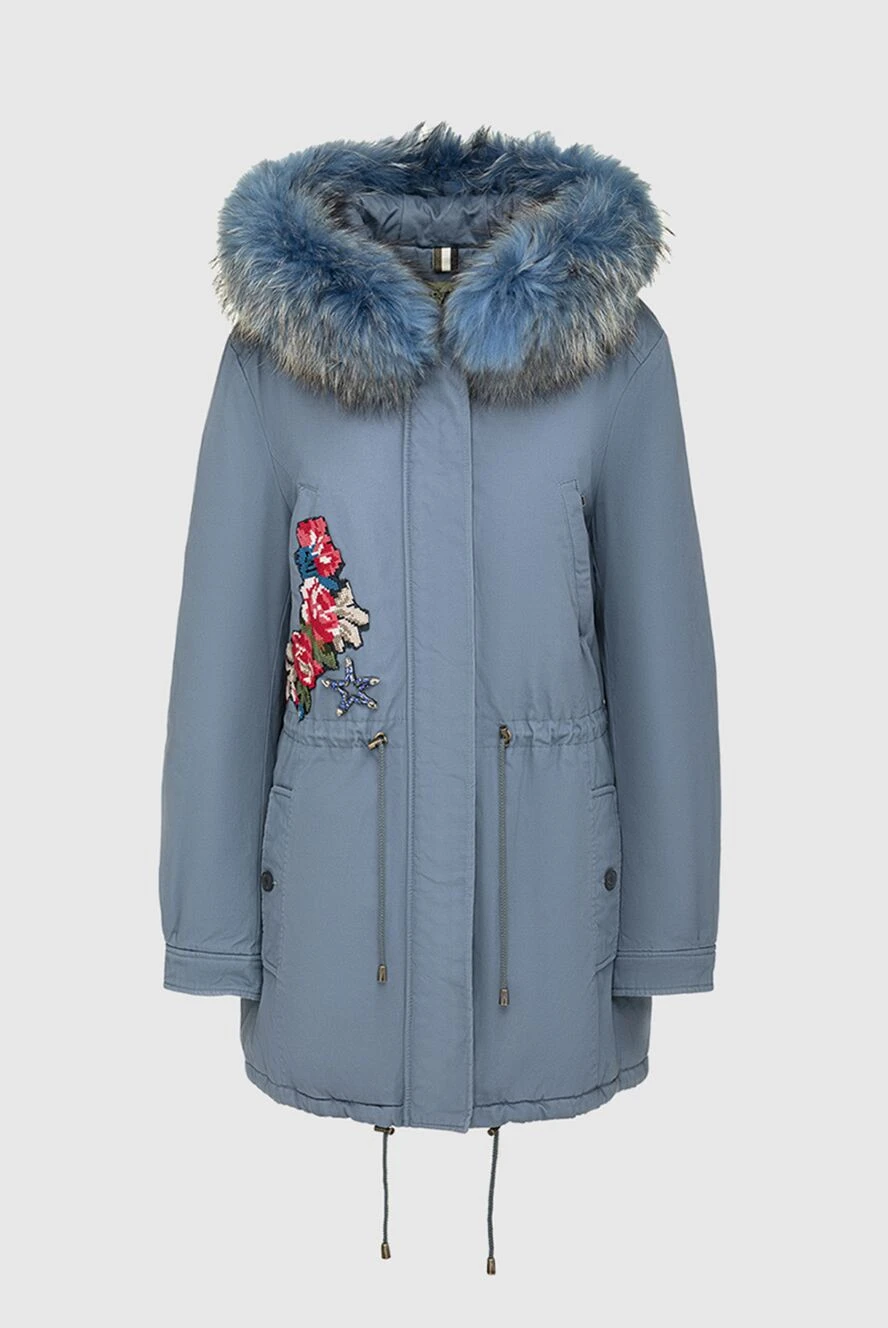 Alessandra Chamonix women's blue parka made of cotton and natural fur 142054 - photo 1