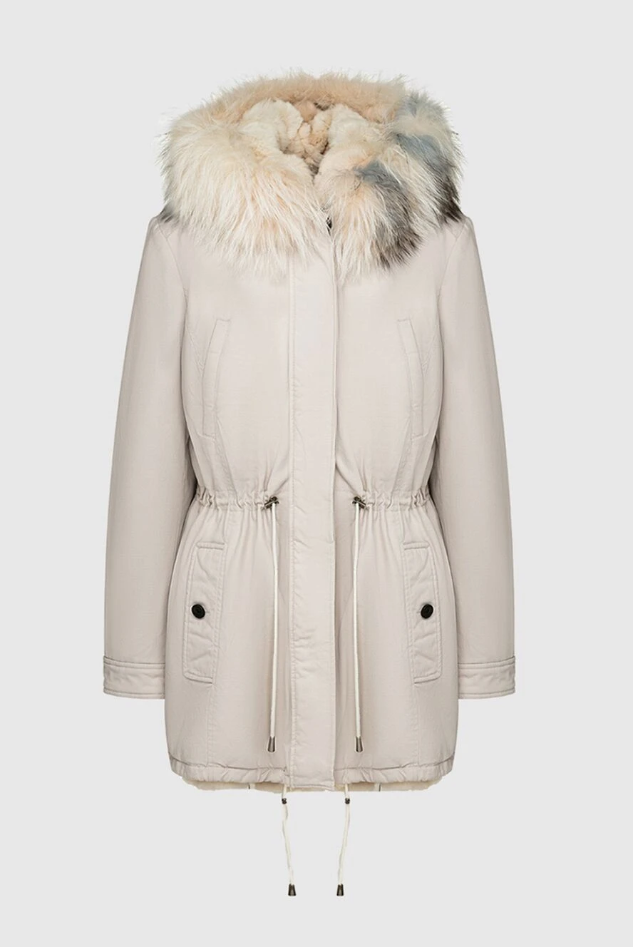 Alessandra Chamonix women's white parka made of cotton and natural fur 142058 - photo 1
