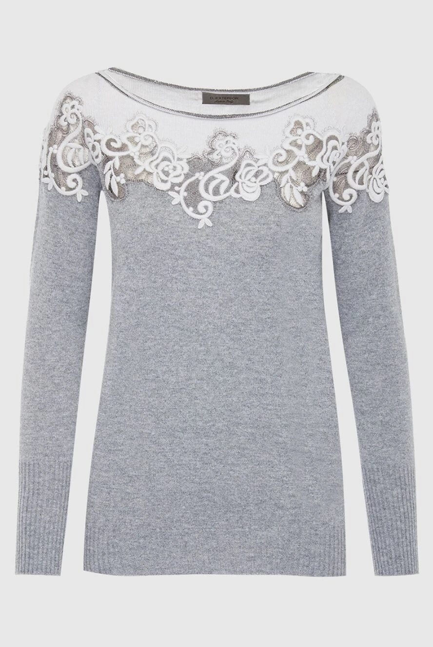 D.Exterior gray womens jumper decorated with contrasting lace on the shoulders 142173 - photo 1