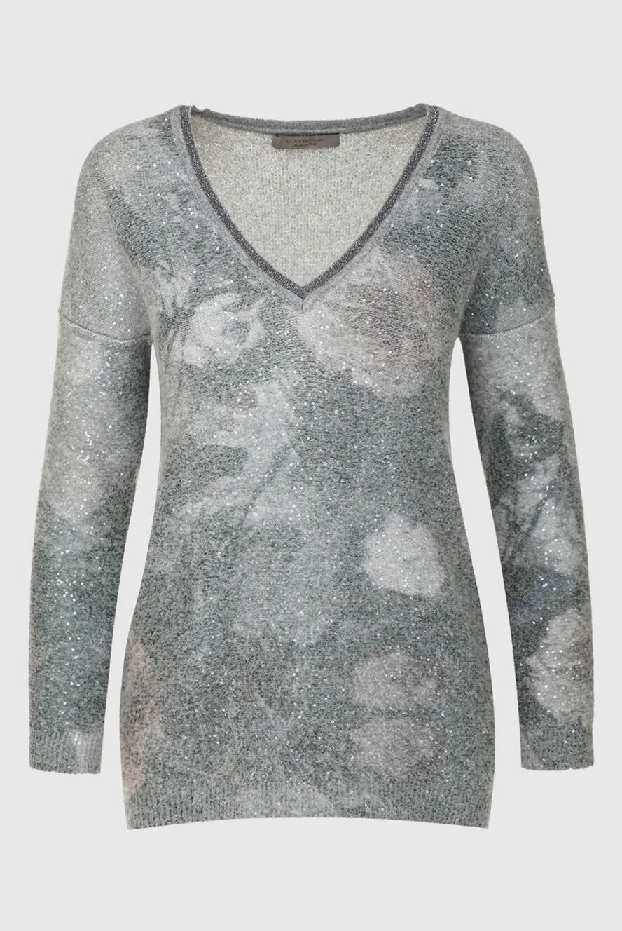 D.Exterior womens jumper with a v-neck, gray with sequins 142175 - photo 1