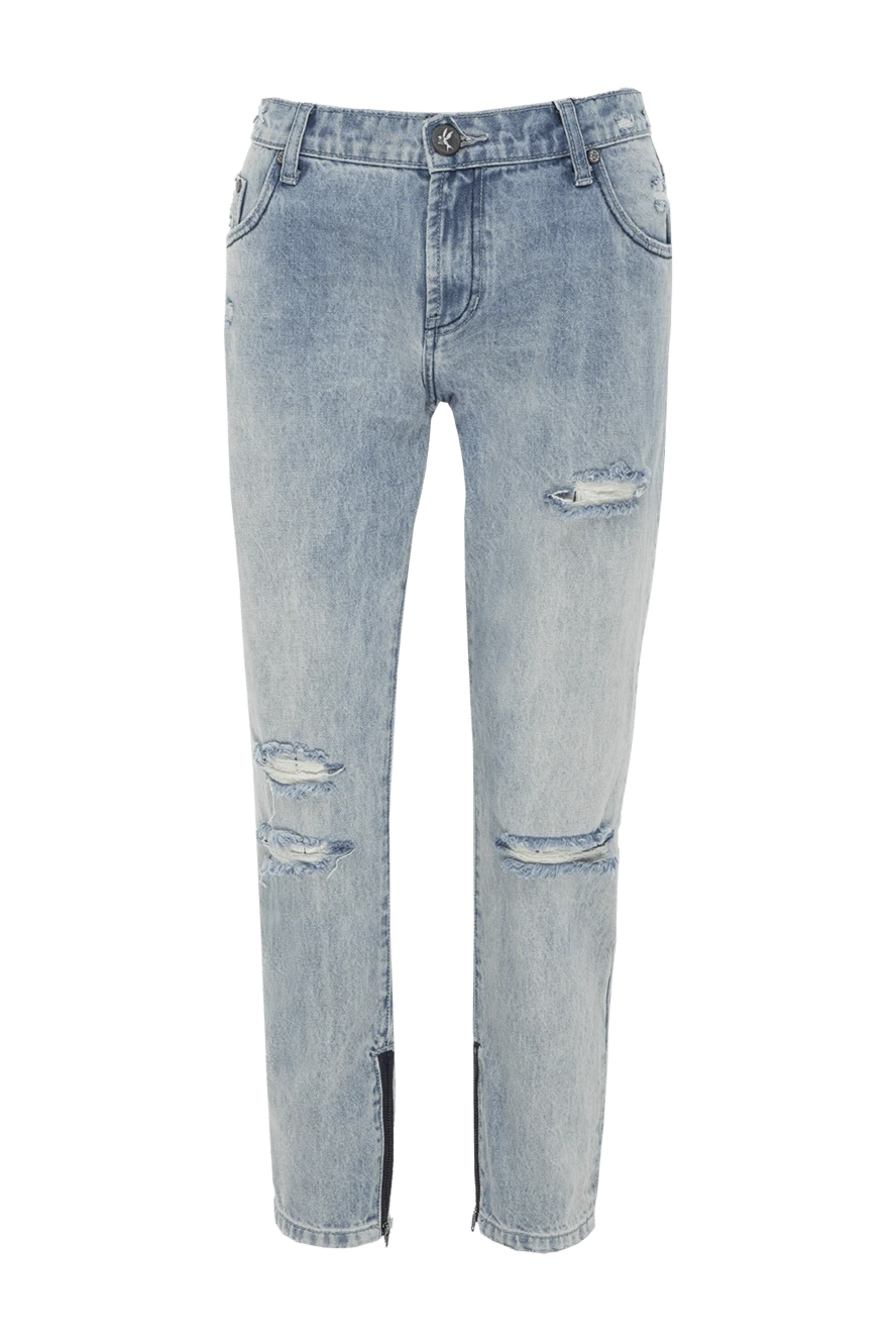 One Teaspoon light blue women's jeans with slits and zippers at the bottom 143525 - photo 1