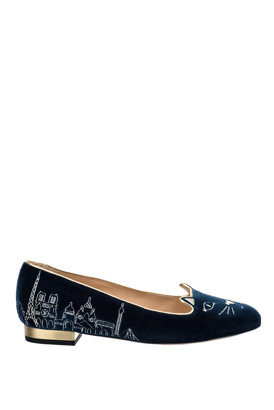 Charlotte Olympia туфлі жіночі сині з візерунком кота 144069 - фото 1