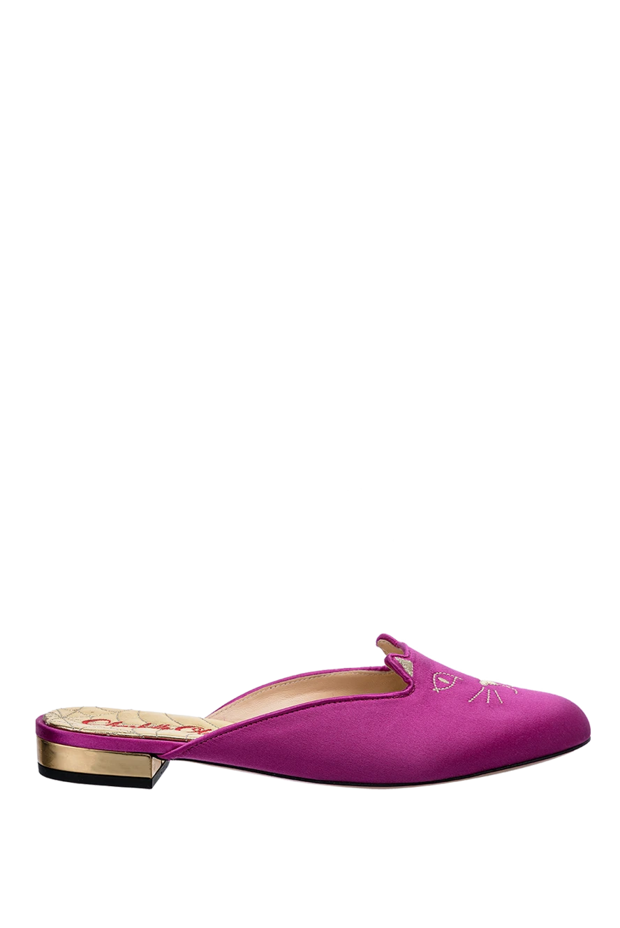 Charlotte Olympia мюли женские розовые с вышивкой в виде кота 144075 - фото 1
