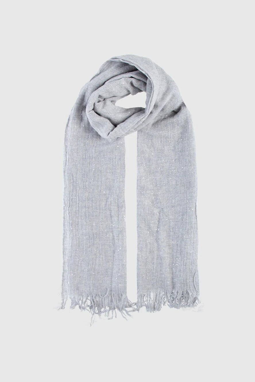 Casheart women's gray cashmere scarf with sequins and fringe 144140 - photo 1
