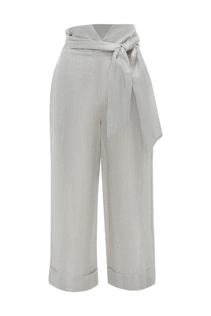 D.Exterior women's grey linen trousers with a belt 144370 - photo 1