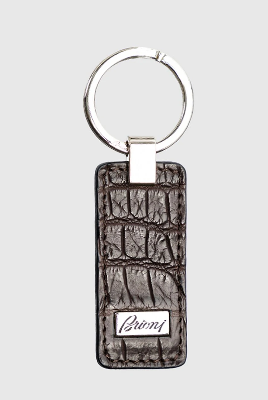 Brioni brown alligator leather keychain with a logo for men 144862 - photo 1