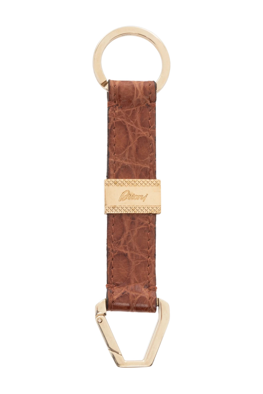 Brioni light brown alligator leather keychain with a carabiner for men 144866 - photo 1
