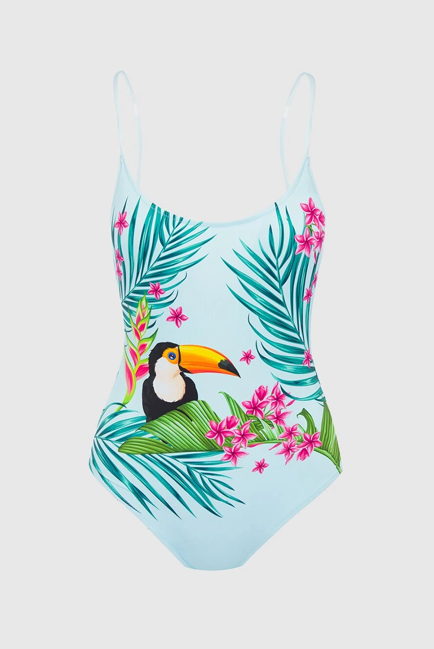 MC2 Saint Barth women's blue one-piece swimsuit made of polyamide and elastane with a print 145258 - photo 1