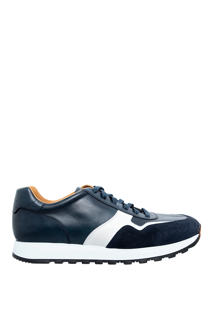 Magnanni blue leather and suede sneakers for men 145480 - photo 1