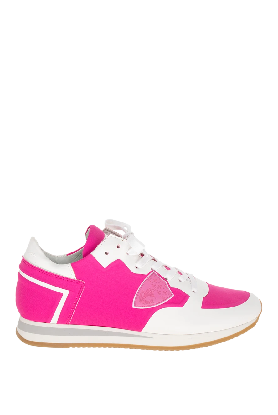 Philippe Model women's leather sneakers with white inserts bright pink 145525 - photo 1