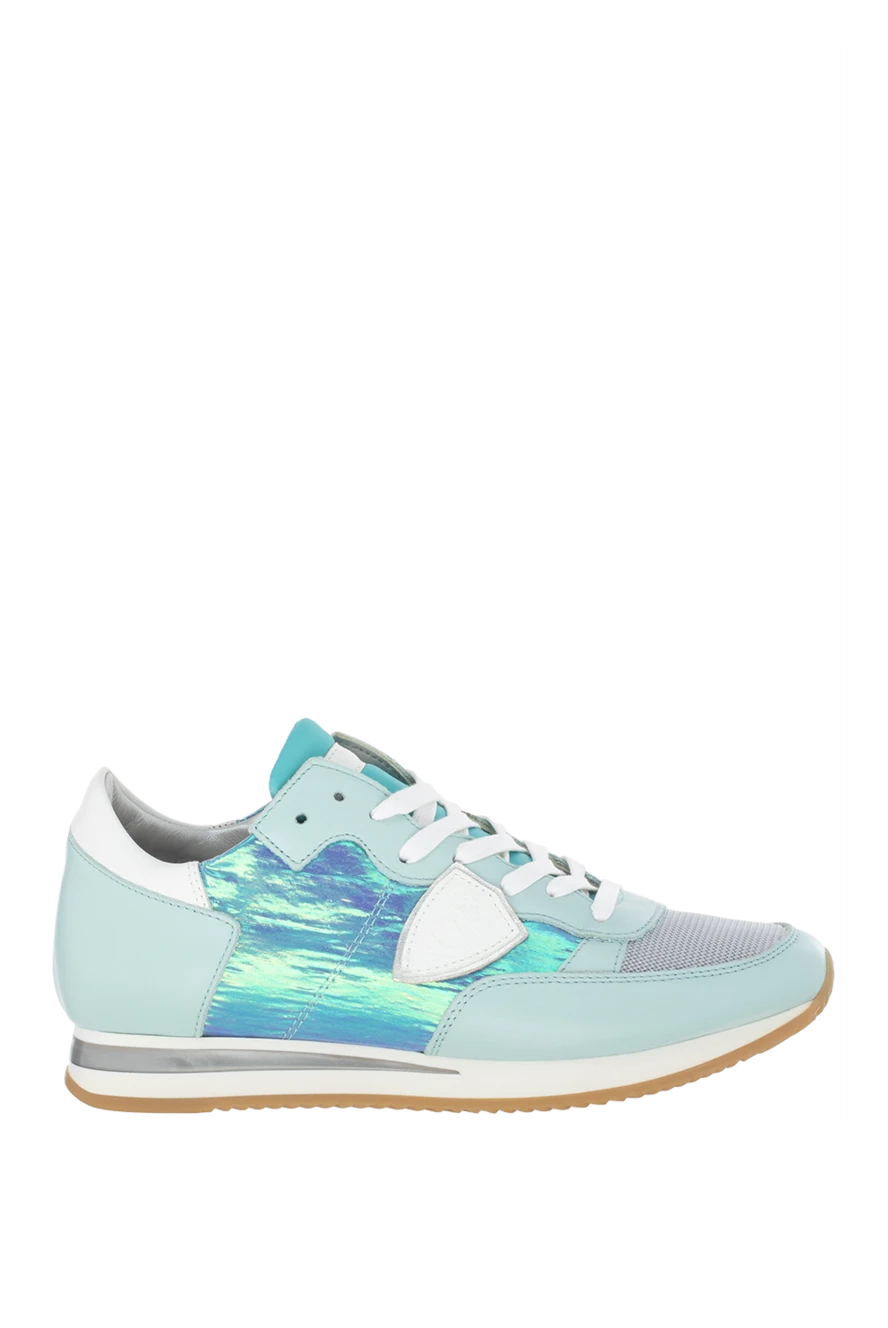 Philippe Model women's leather sneakers with pearlescent inserts blue 145528 - photo 1