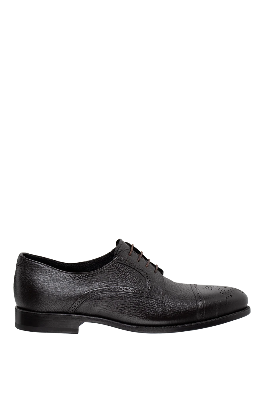 Cesare di Napoli туфлі дербі cap-toe фактурно шкіряні броговані чорні чоловічі 146731 - фото 1