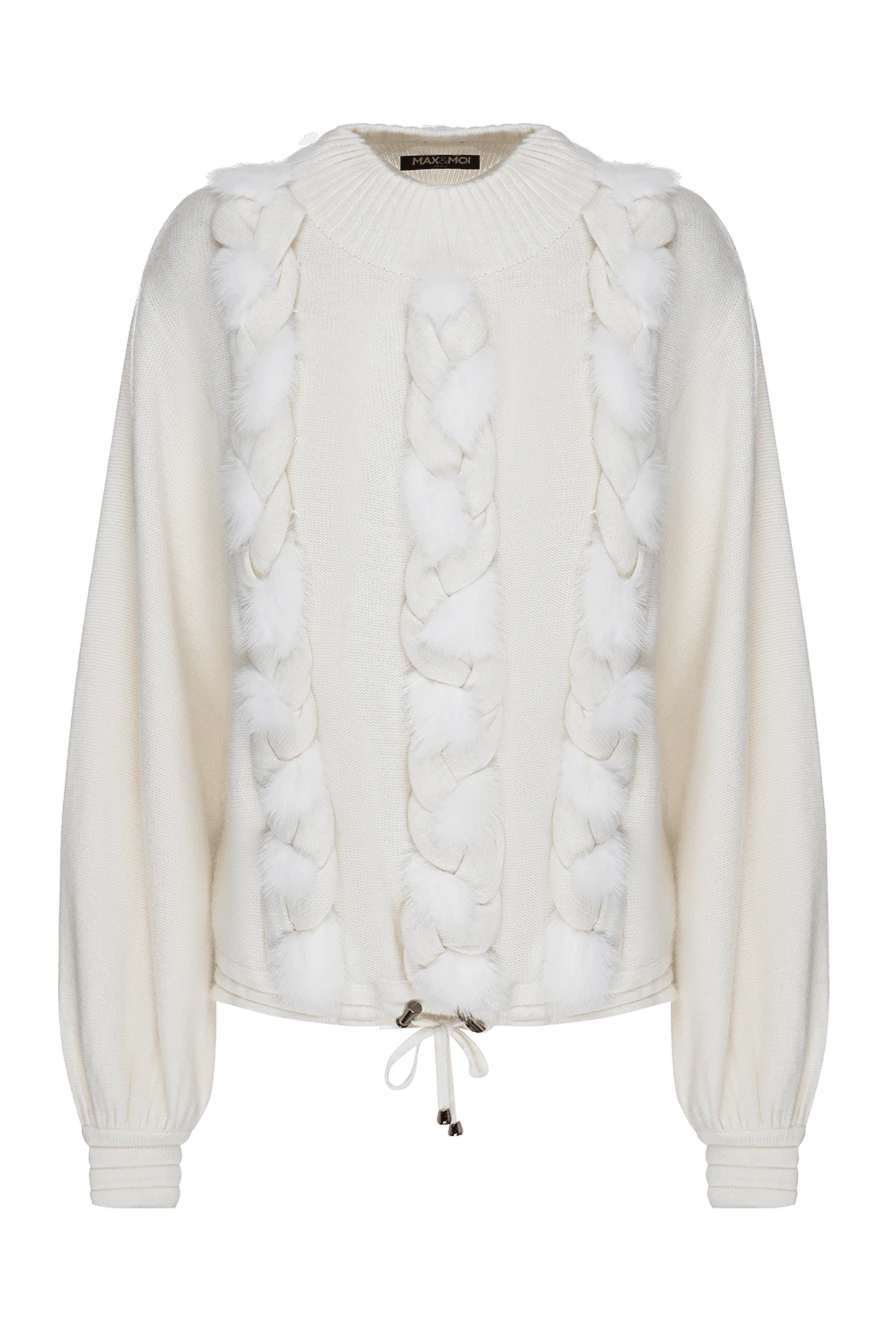 Max&Moi white womens jumper with a textured pattern, fur, and drawstring 147294 - photo 1