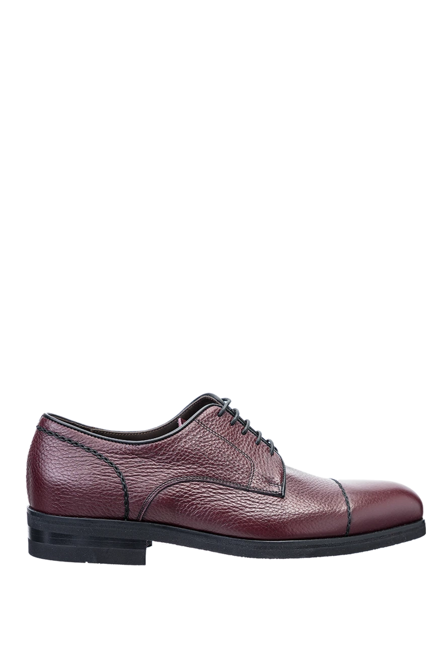 Cesare di Napoli туфлі дербі cap-toe бордові фактурно шкіряні чоловічі 147315 - фото 1