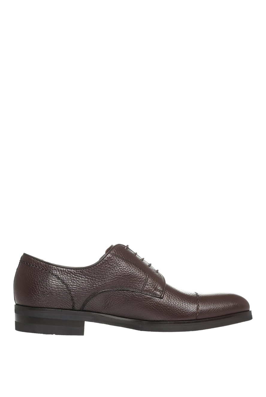 Cesare di Napoli туфлі дербі cap-toe коричневі фактурно шкіряні чоловічі 147316 - фото 1