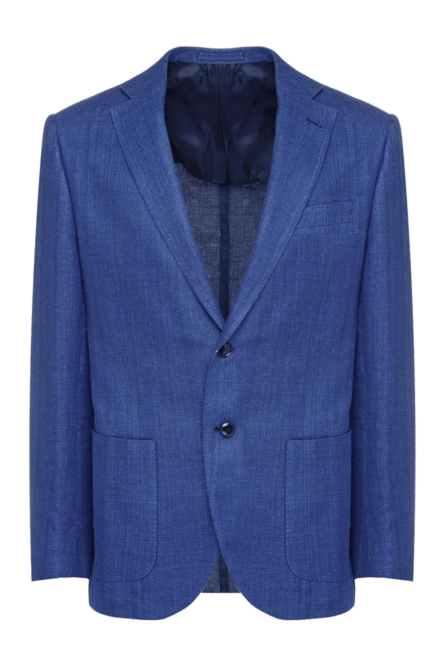Lubiam blue linen and cotton jacket for men 147443 - photo 1