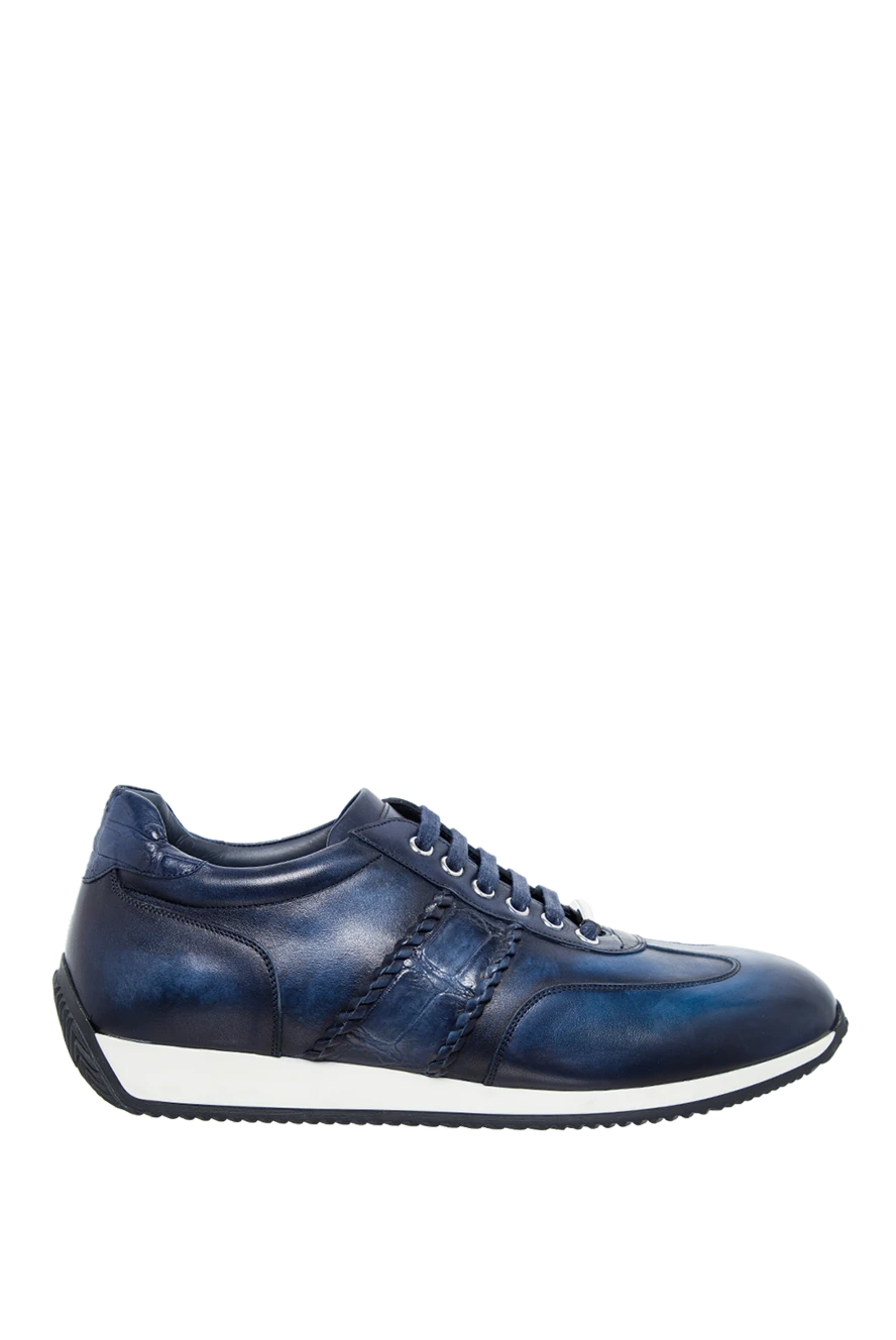 Tardini blue leather and alligator leather sneakers for men 147548 - photo 1