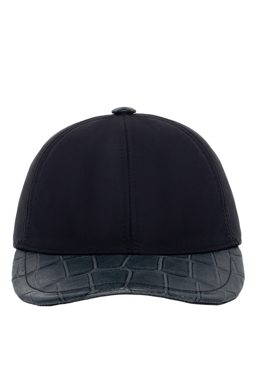 Hettabretz men's blue silk and alligator leather cap 147805 - photo 1