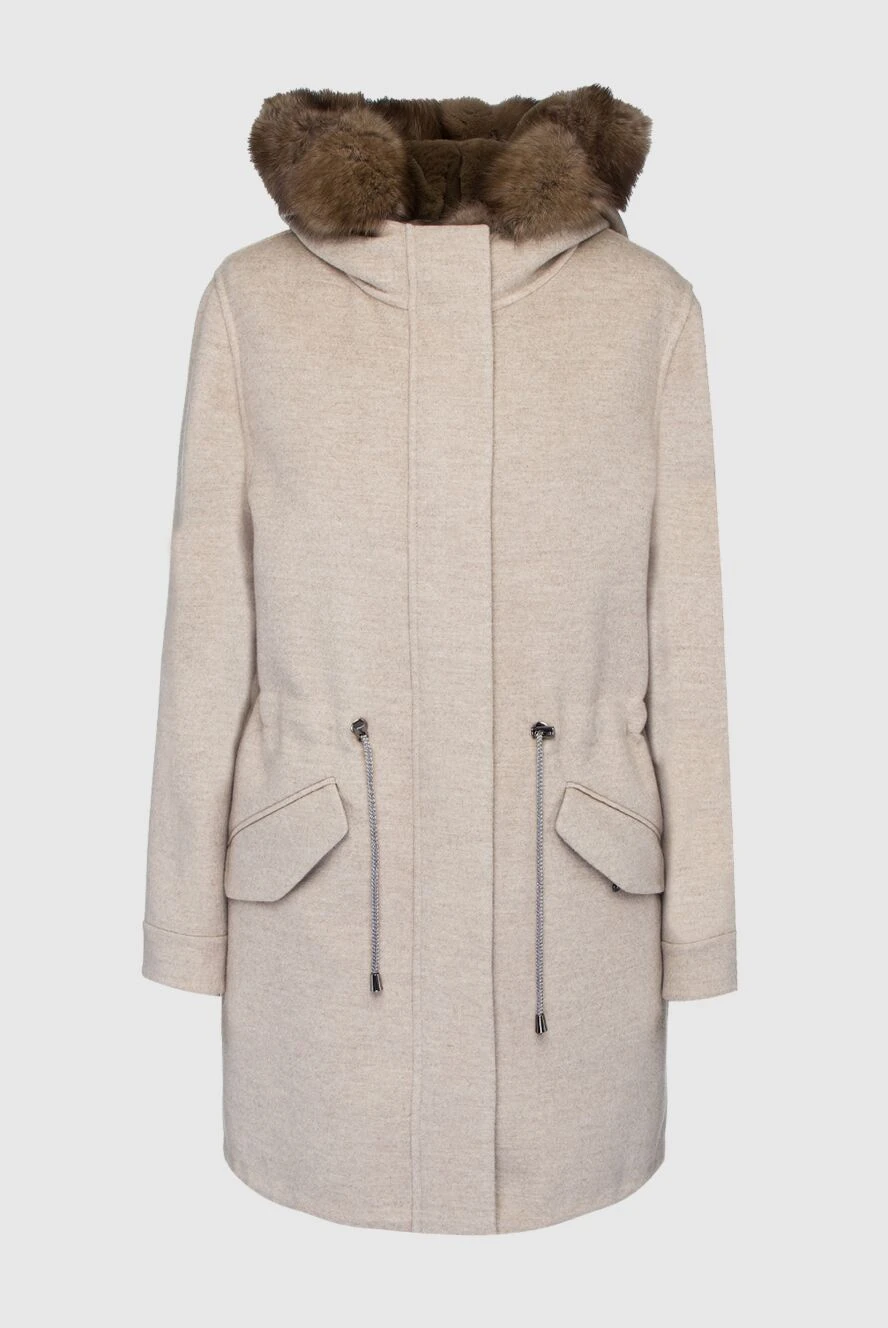 Fabio Gavazzi beige cashmere and sable fur parka for women 148011 - photo 1