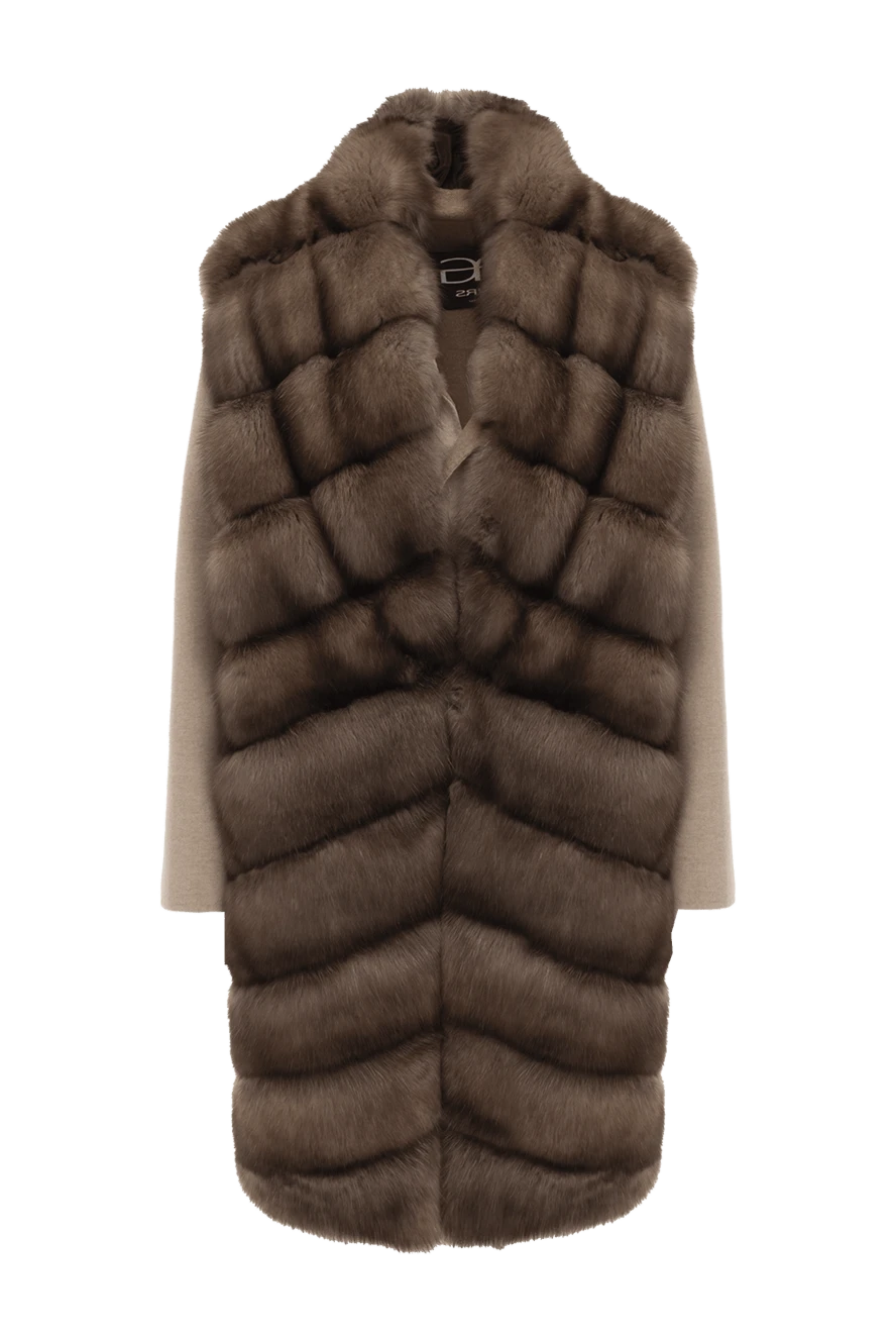 FG Furs пальто з хутра соболя та кашеміру бежеве жіноче 148120 - фото 1