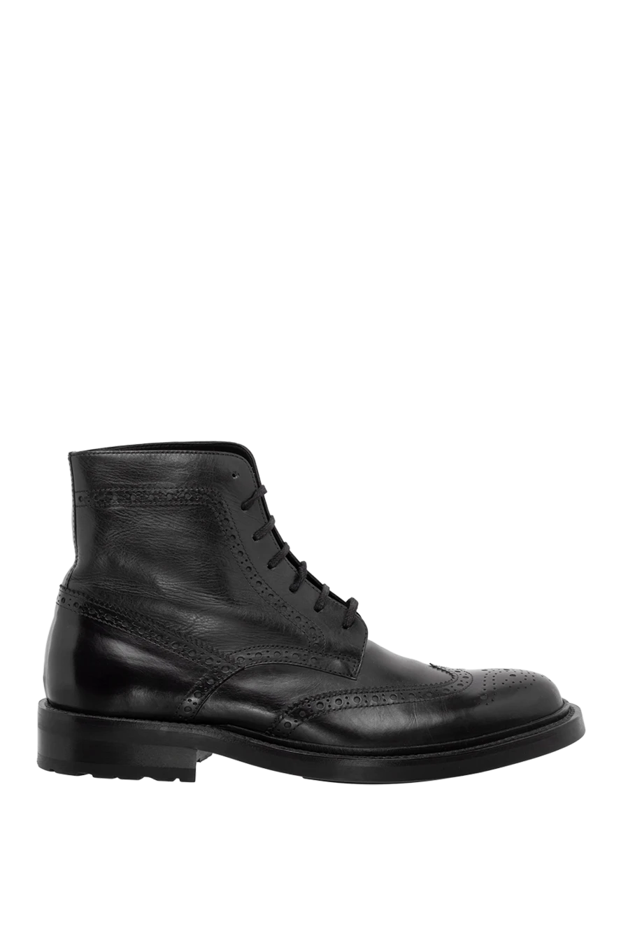 Saint Laurent ботинки женские черные кожаные с перфорированным узором 148137 - фото 1