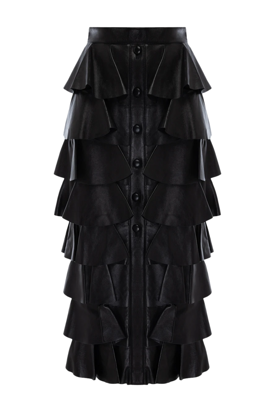 Saint Laurent юбка из кожи черная женская 148139 - фото 1