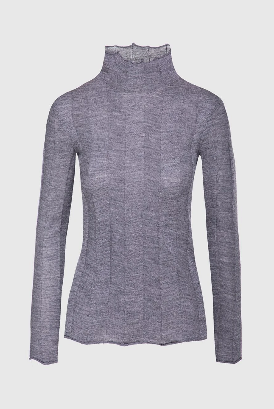 Peserico grey wool womens turtleneck with wide stripes 148632 - photo 1
