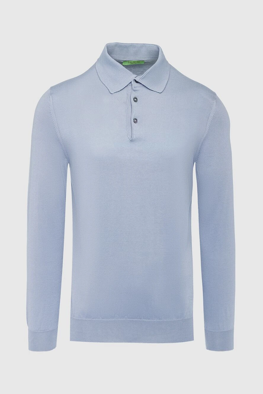 Dalmine men's long sleeve light blue cotton polo shirt with buttons 149375 - photo 1