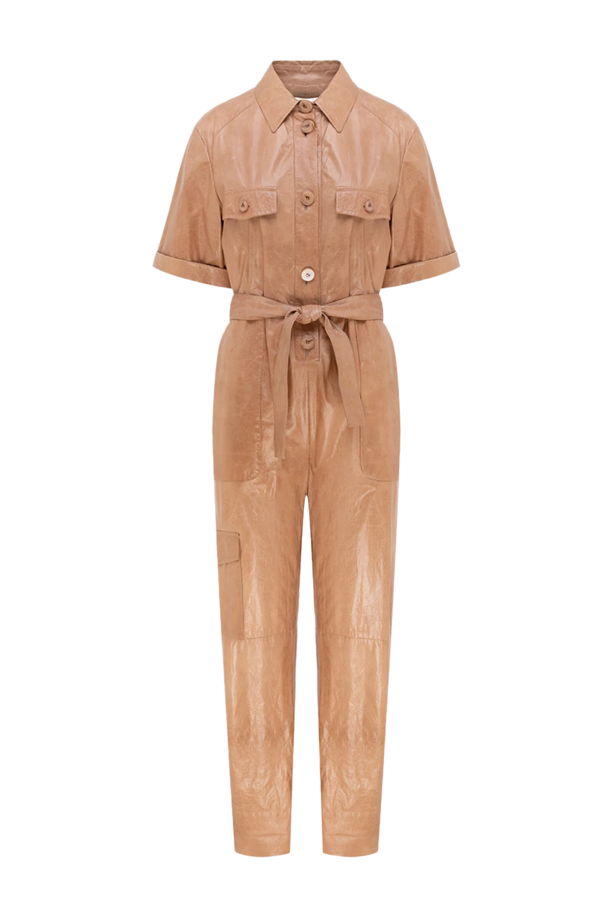 DROMe brown jumpsuit made of genuine leather for women 149748 - photo 1