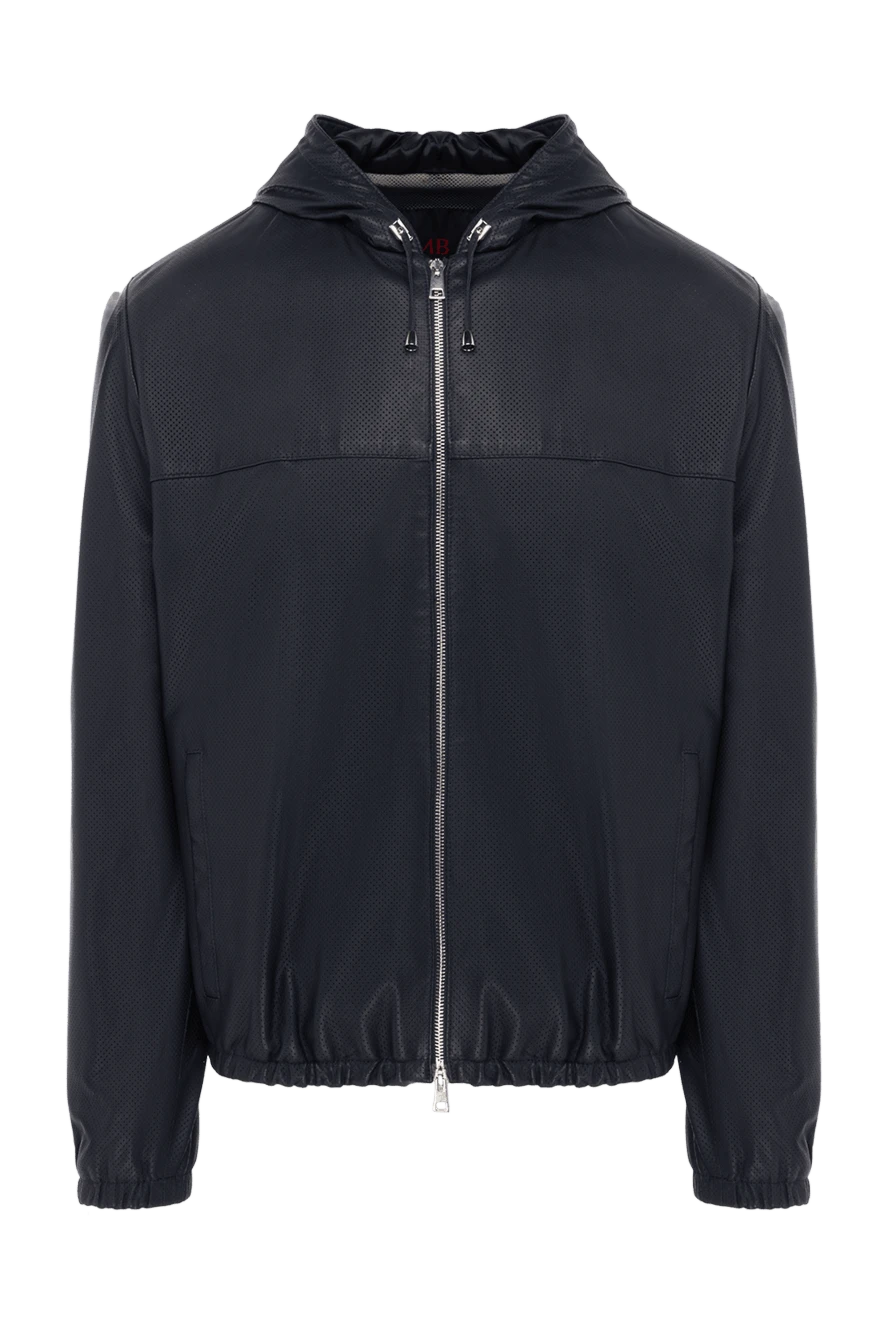 Tombolini mens blue perforated leather windbreaker 149983 - photo 1