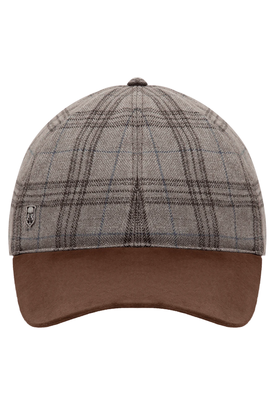 Corneliani beige men's cap made of silk, cashmere and genuine leather 150004 - photo 1
