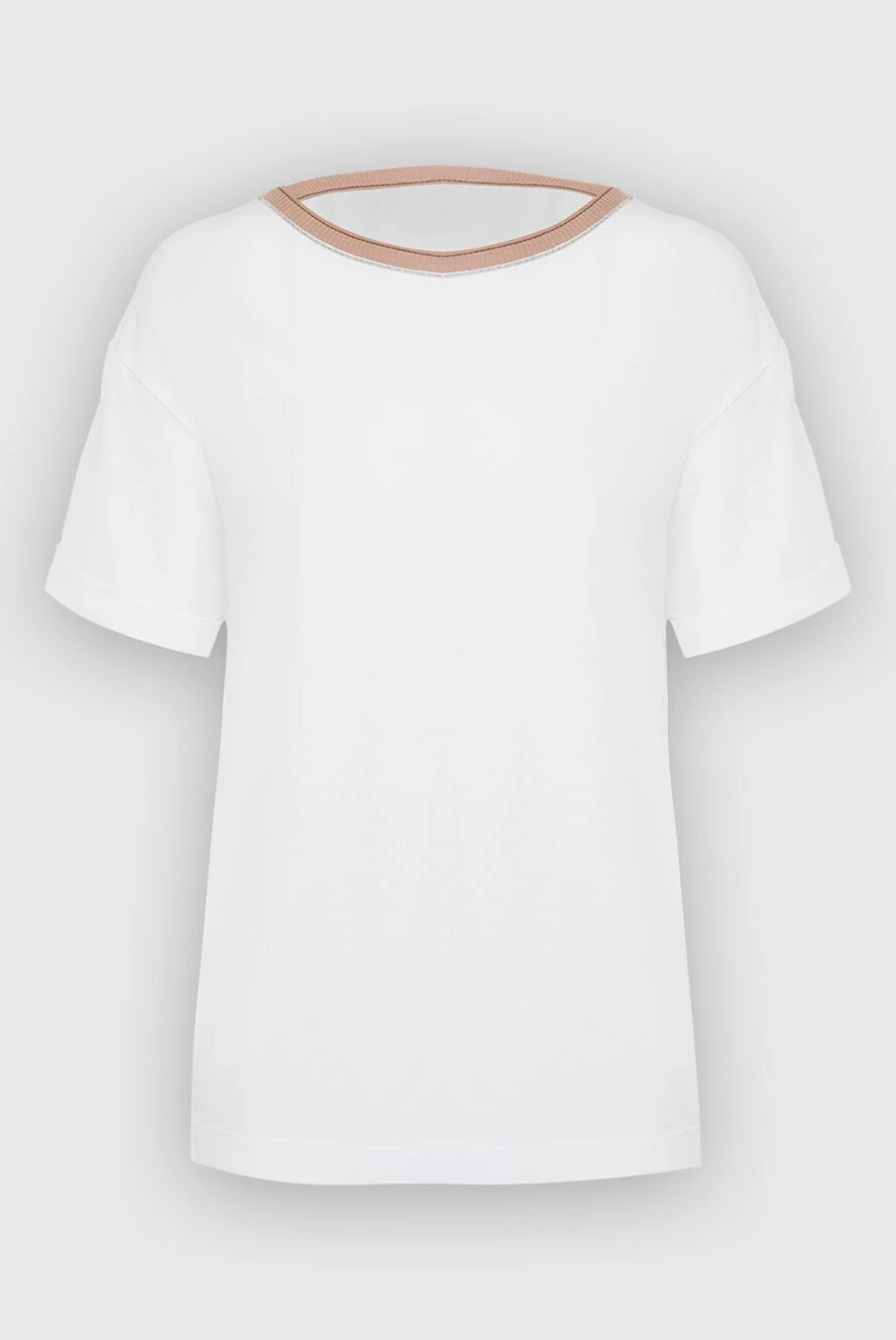 Peserico white womens t-shirt with a contrasting stripe on the neckline 150047 - photo 1