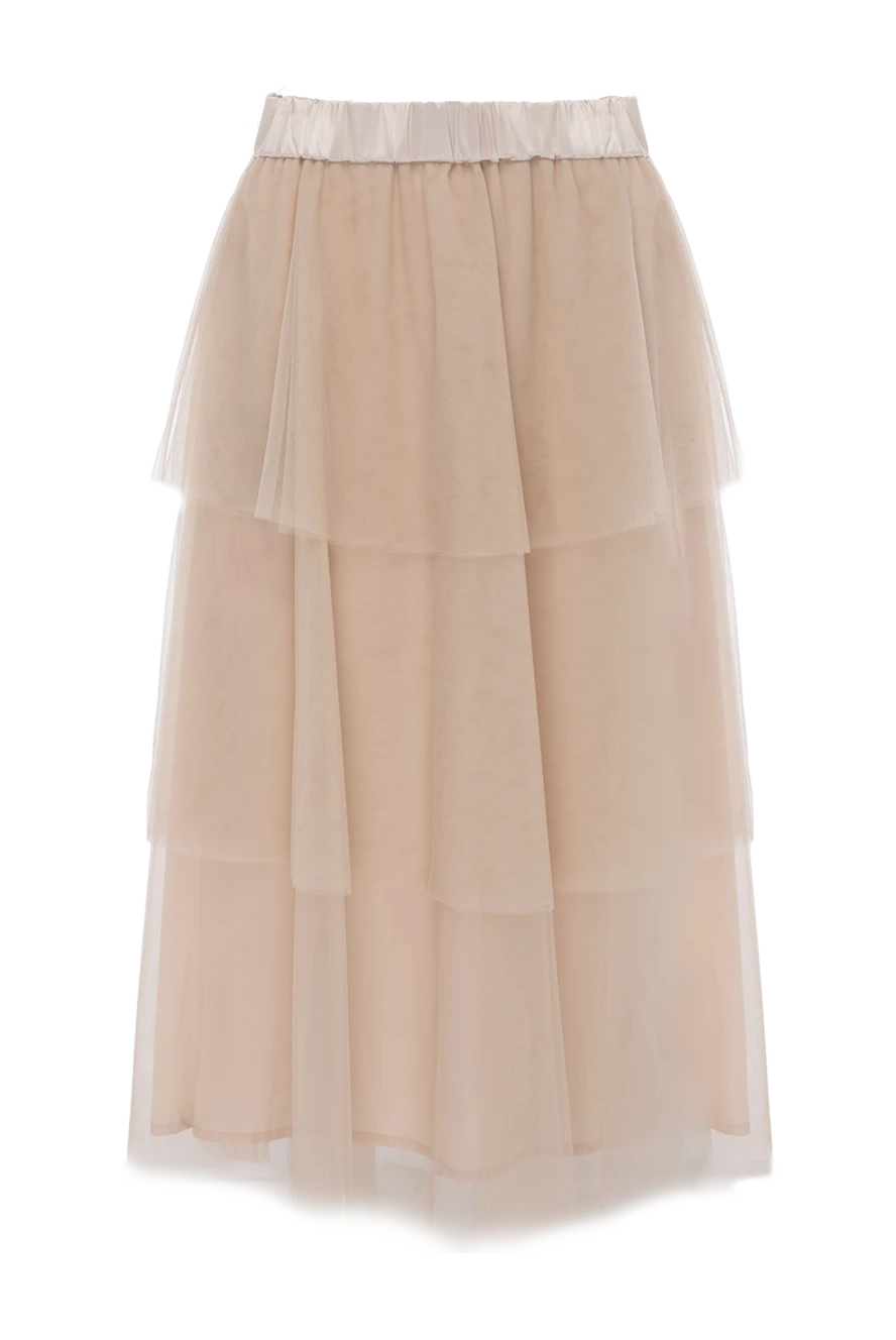 Peserico women's beige skirt with ruffles and white belt 150048 - photo 1